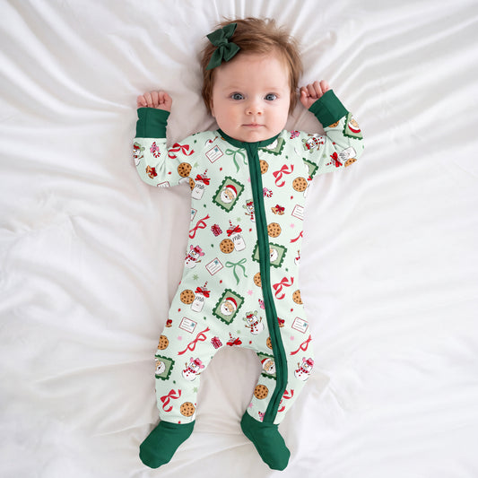 Christmas Santa’s Sweet Treats Baby Bamboo Zipper Pajama Romper