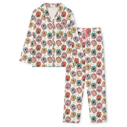 Pink Princess Royal Bow Print Bamboo Women's Pajamas Set