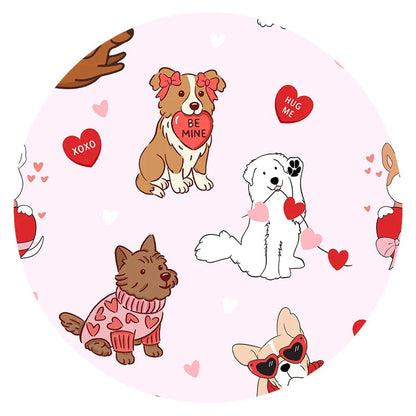 Valentine Heart Puppy Cuddle Crew Pink Bamboo Zipper Romper Pajamas