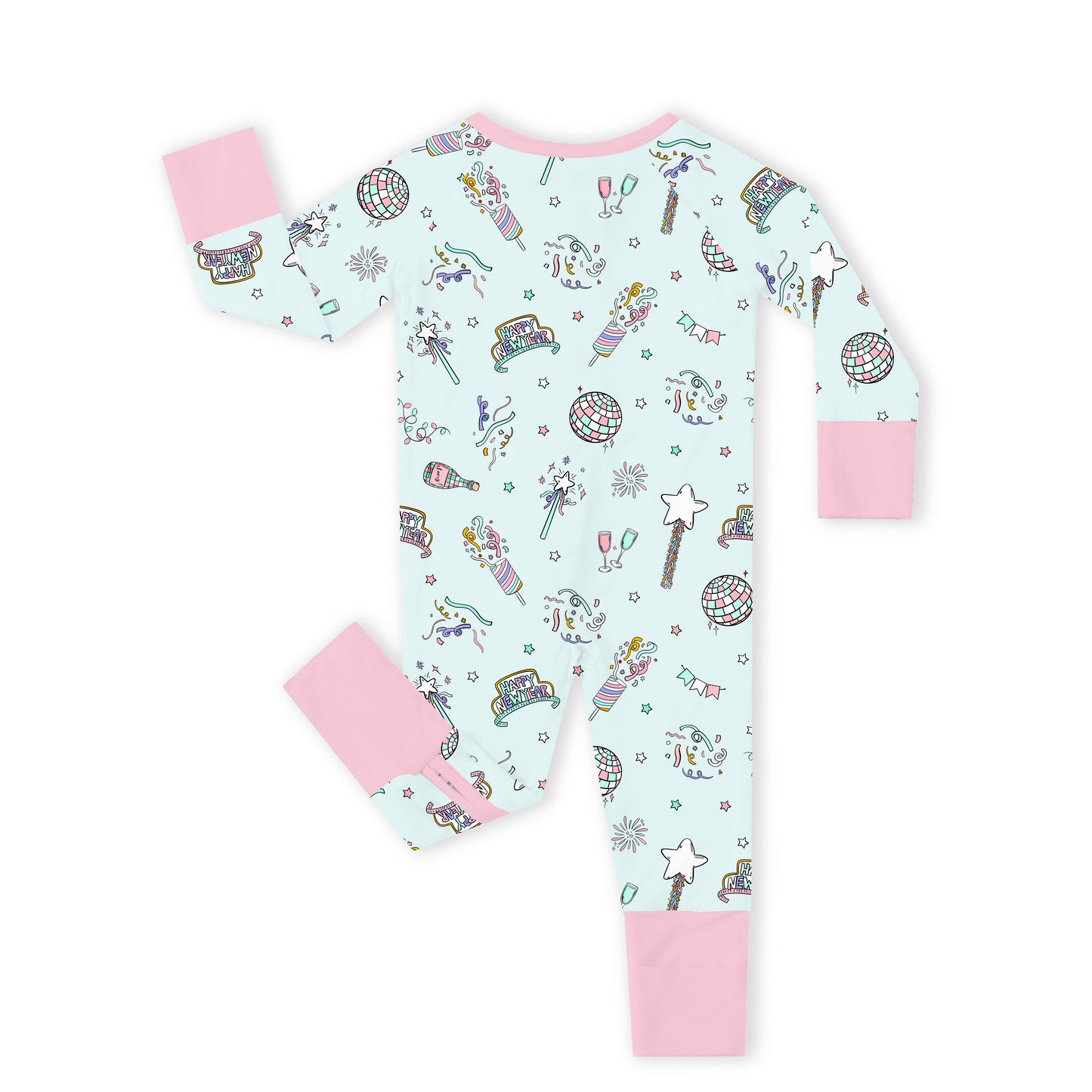New Year Disco Party Baby Bamboo Zipper Pajama Romper