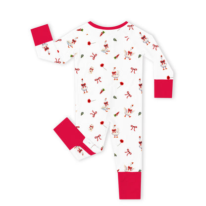Country Goose and Bows Baby Bamboo Zipper Pajama Romper