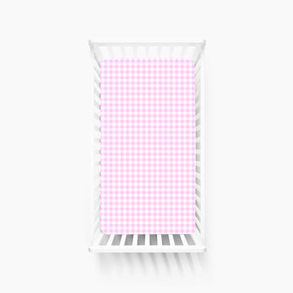 Pink Blush Check Sweet Dreams Bamboo Fitted Crib Sheet