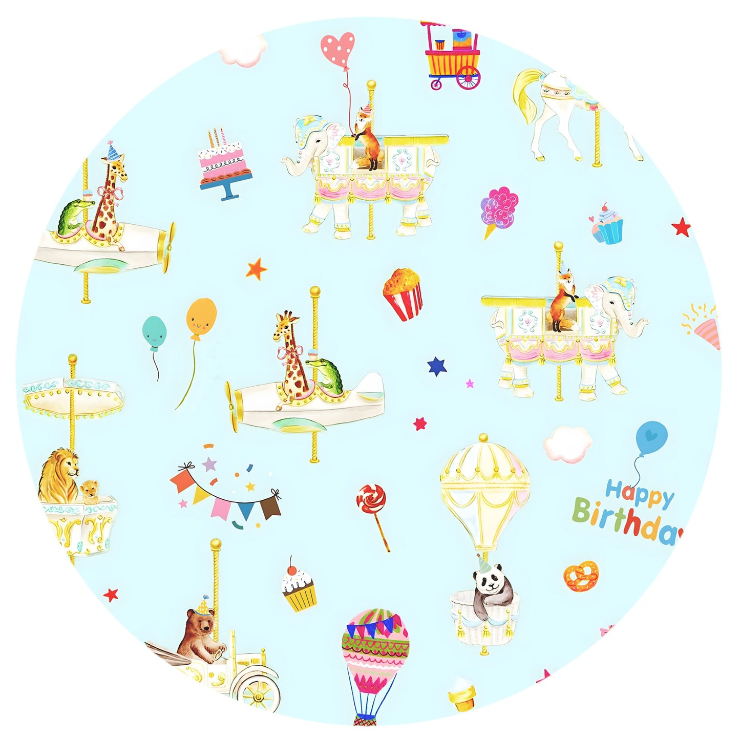 Animals Carnival Fun and Birthday Carousel Bamboo Two-Piece Pajama Set