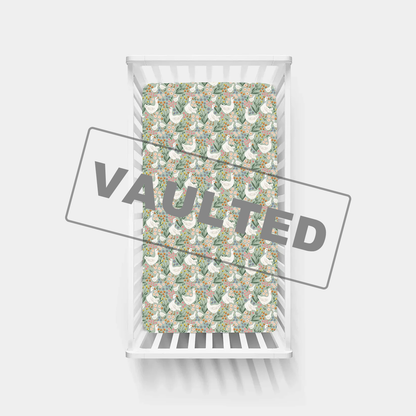 Daisy Goose Garden Meadow Floral Bamboo Fitted Crib Sheet