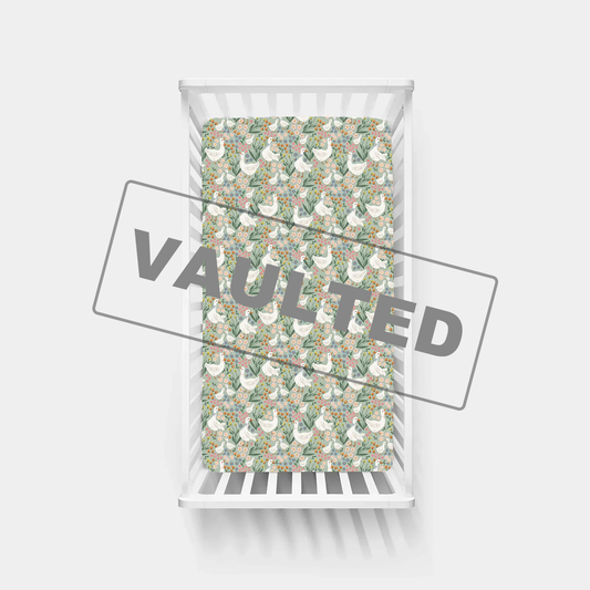 Daisy Goose Garden Meadow Floral Bamboo Fitted Crib Sheet