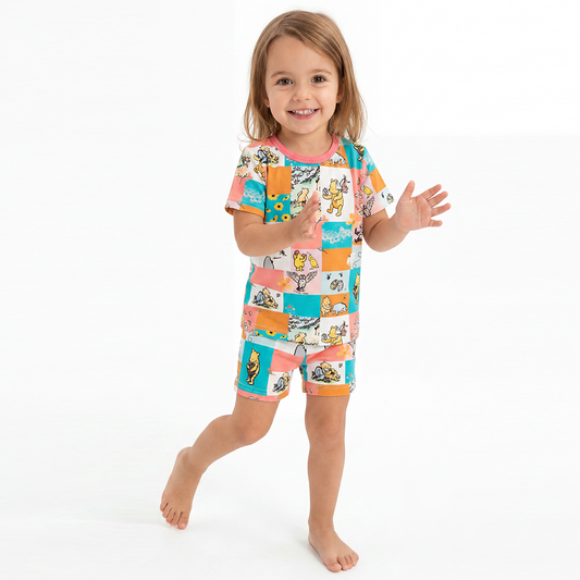 Plaid Bear Bamboo Kid Two-Piece Pajama Set