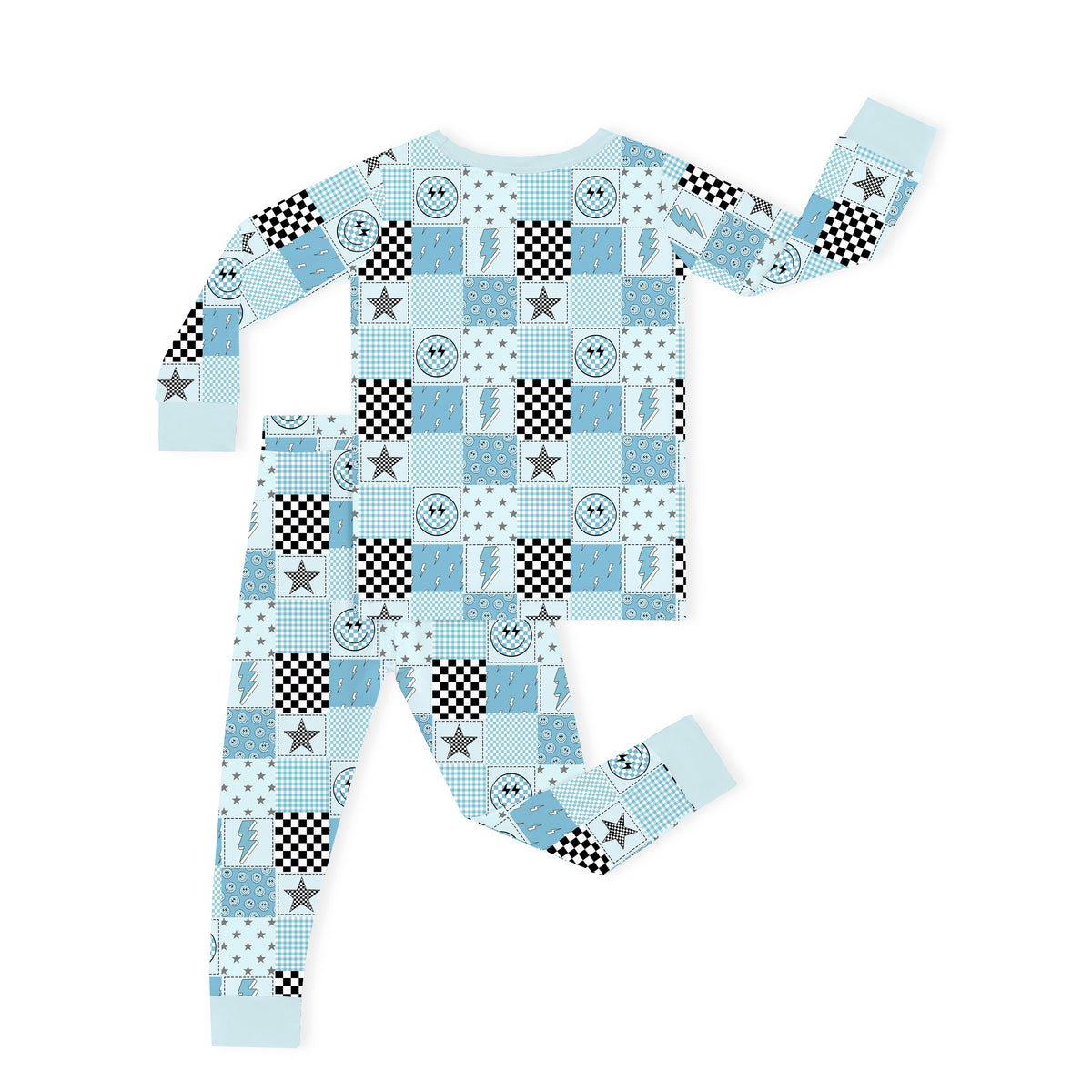 Electric Smiley Check Kids Two-Piece Pajama Set