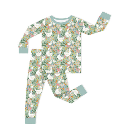 Daisy Goose Garden Meadow Floral Kids Two-Piece Pajama Set