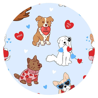 Valentine Heart Puppy Cuddle Crew Blue Bamboo Zipper Romper Pajamas