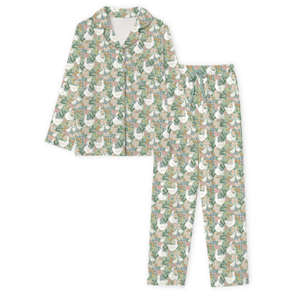 Daisy Goose Garden Meadow Floral Print Bamboo Women's Pajamas Set