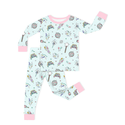 New Year Disco Party Kids Bamboo Two-Piece Pajama Set