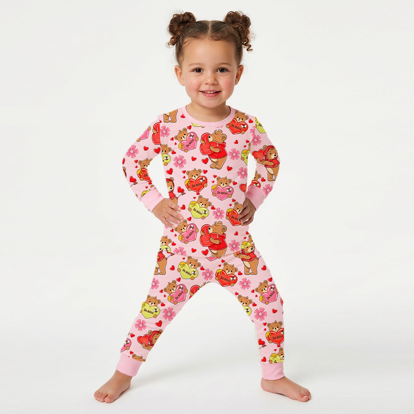 Valentine Wishes and Bear Hugs Love Kids Bamboo Two-Piece Pajama Set