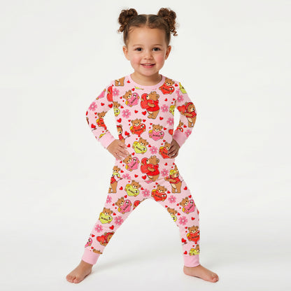 Valentine Wishes and Bear Hugs Love Kids Bamboo Two-Piece Pajama Set