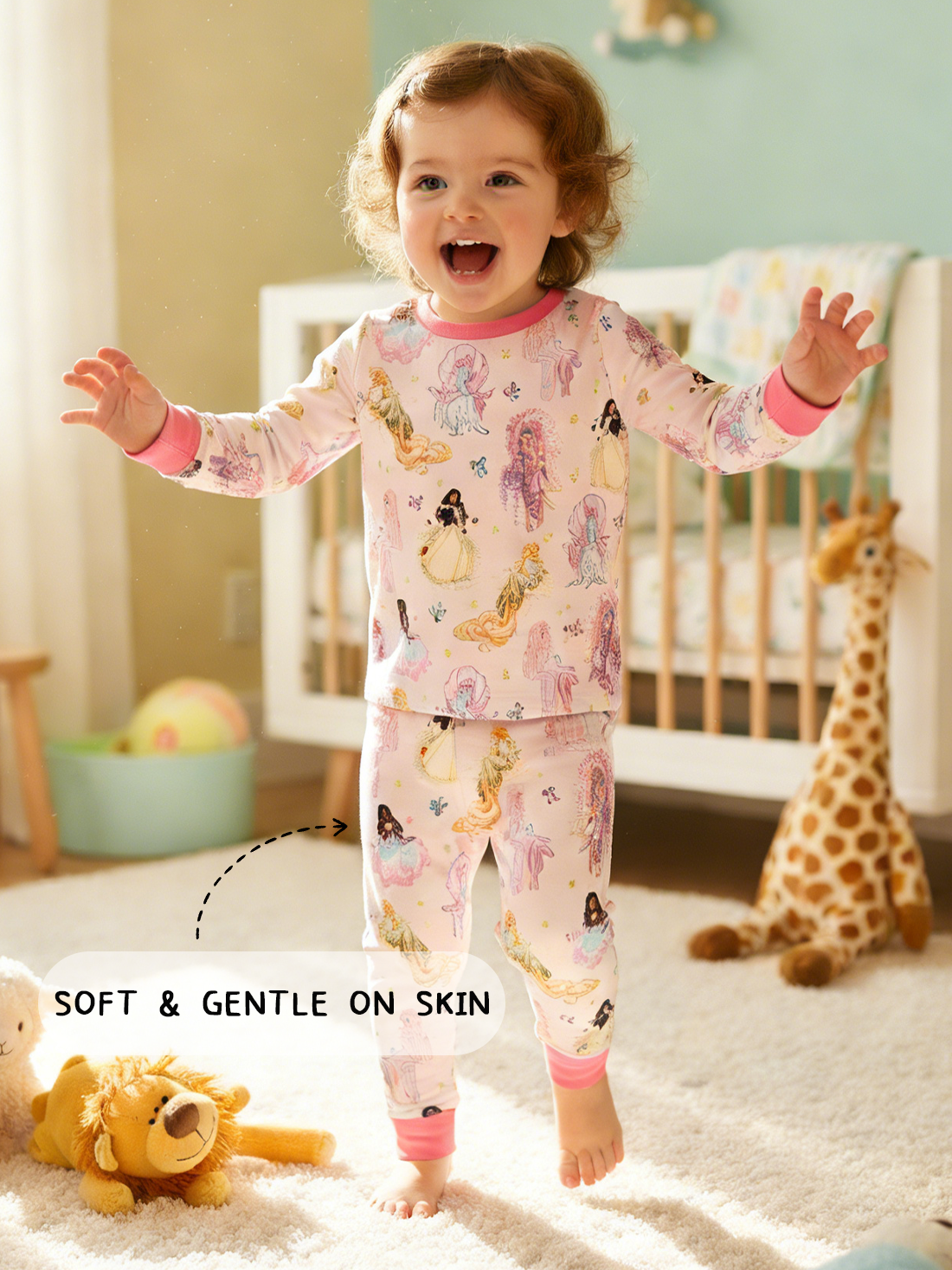 Fairytale Princess Magic Pink Kids Two-Piece Pajama Set