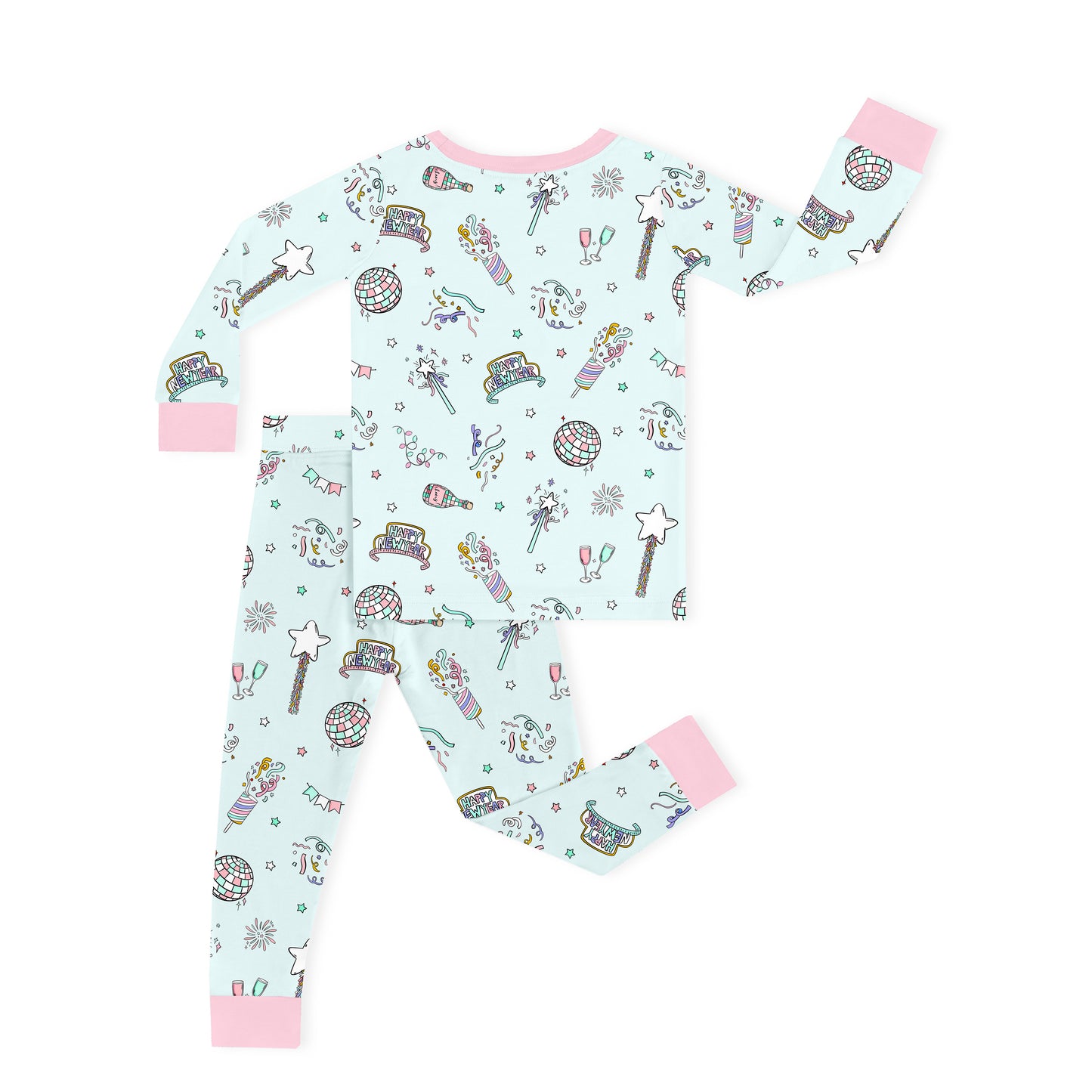 New Year Disco Party Kids Bamboo Two-Piece Pajama Set