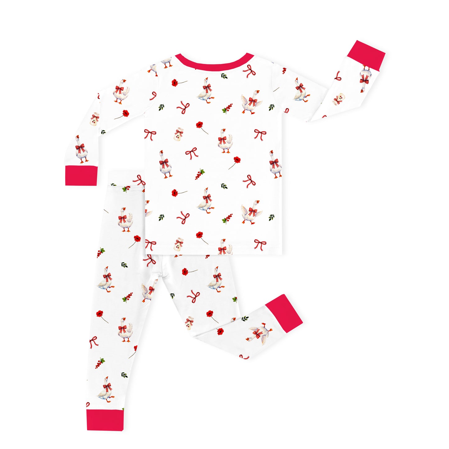 Country Goose and Bows Kids Bamboo Two-Piece Pajama Set