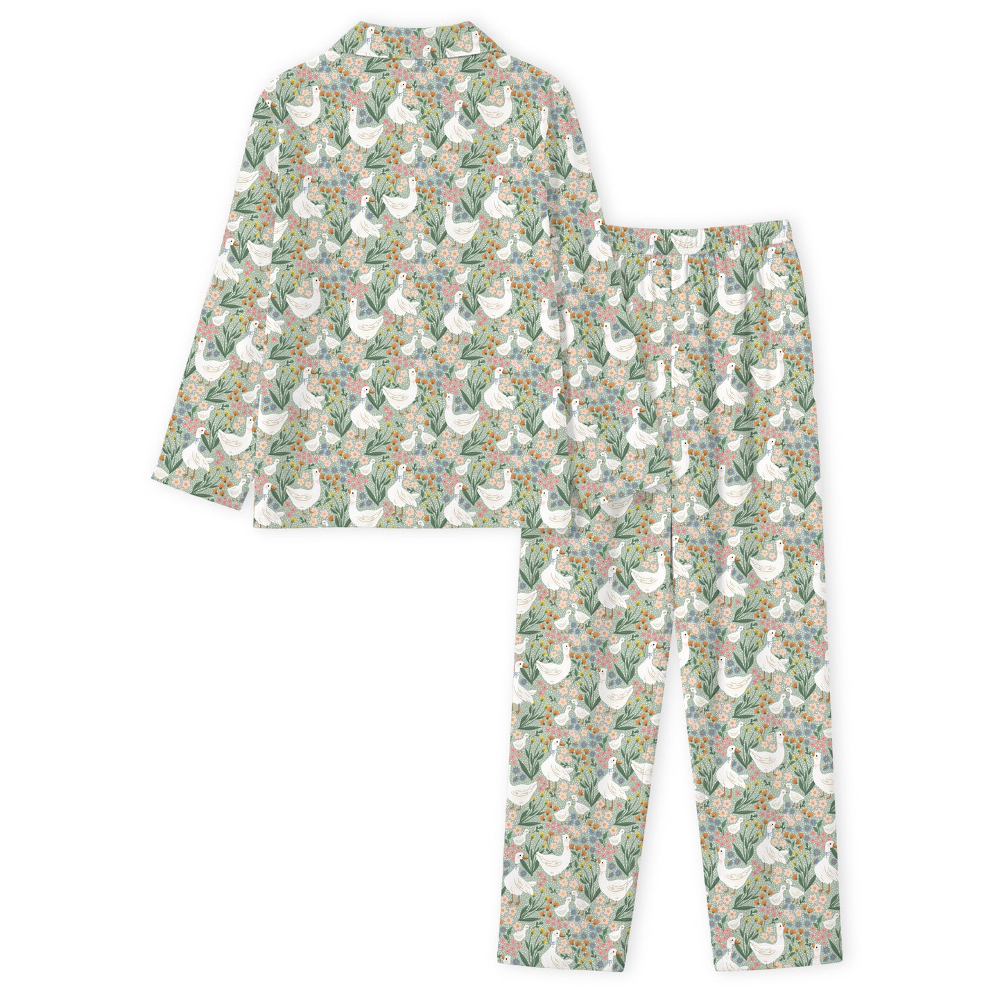 Daisy Goose Garden Meadow Floral Print Bamboo Women's Pajamas Set