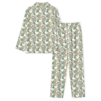 Daisy Goose Garden Meadow Floral Print Bamboo Women's Pajamas Set