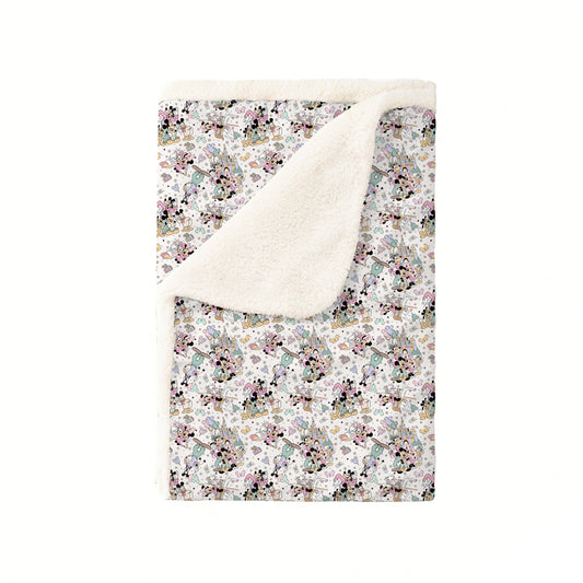 Mouse Friends Pink Bamboo Blanket