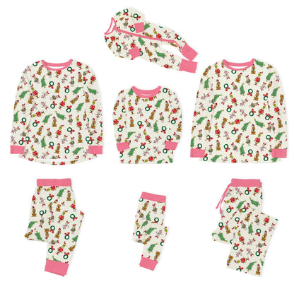 Christmas Green Face Pals and Tree Bamboo Family Matching Pajamas