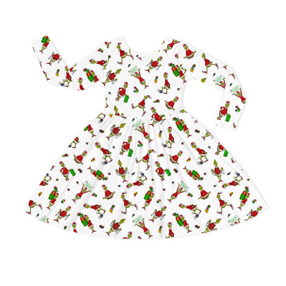 Christmas Green Gift Green Face Kids Bamboo Long Sleeves Dress