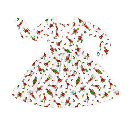 Christmas Green Gift Green Face Kids Bamboo Long Sleeves Dress