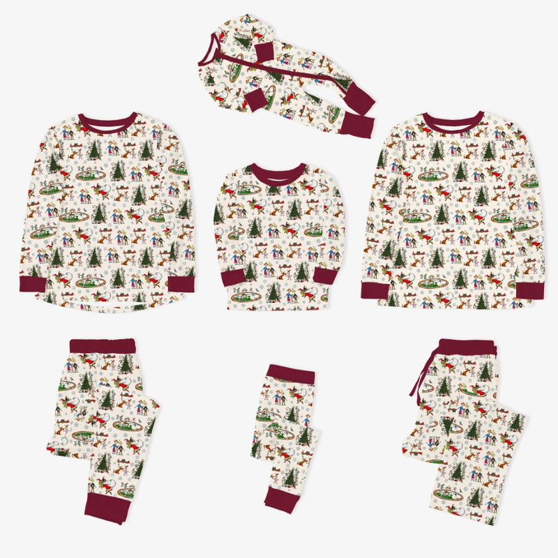 Christmas Snowflake Green Face Dog Bamboo Family Matching Pajamas