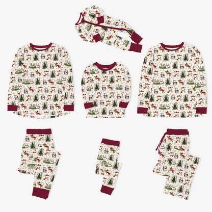 Christmas Snowflake Green Face Dog Bamboo Family Matching Pajamas