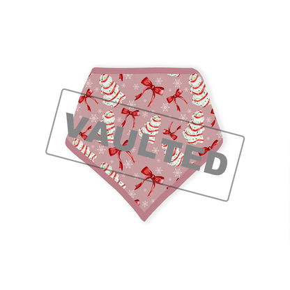 Christmas Pink Tree Cakes and Bows Bamboo Baby Bib