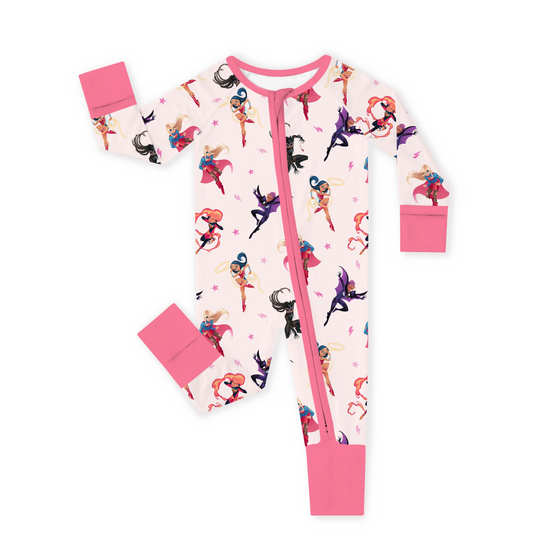 Superhero Girls Power Dreams Bamboo Zipper Romper Pajamas