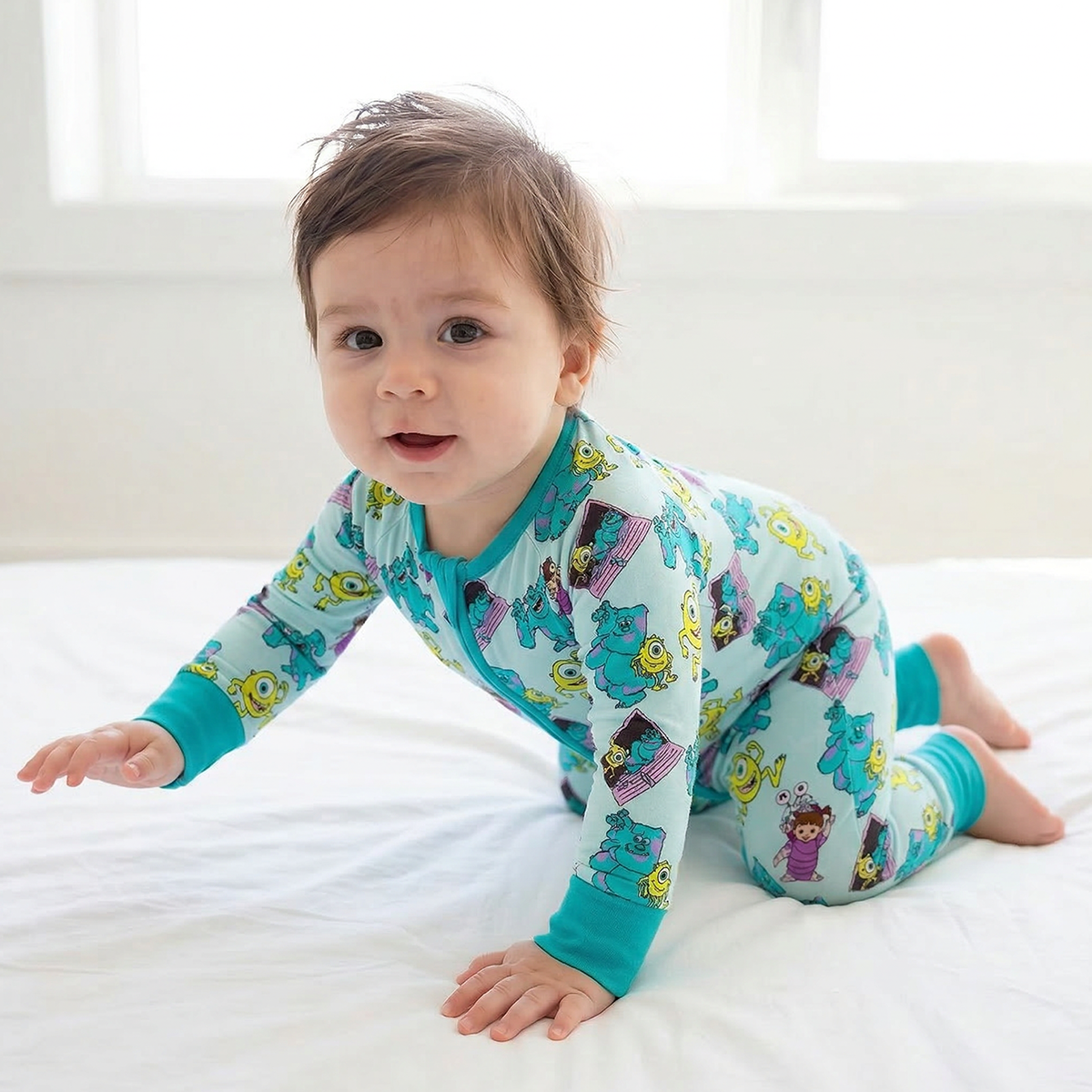 Monster Bamboo Zipper Romper Pajamas