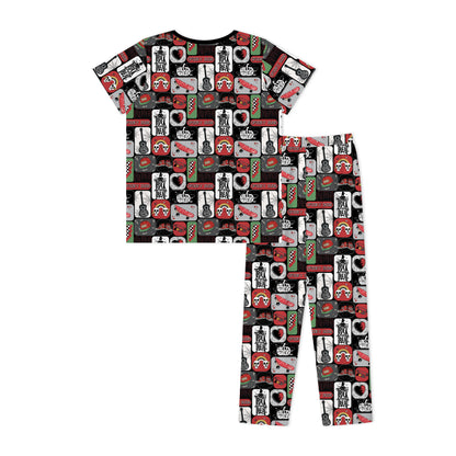 Halloween Spooky Skate Patchwork Print Bamboo Mens Pajamas Set bamboo clothing design - baby apparel bamboo clothing with custom design - baby wear front view