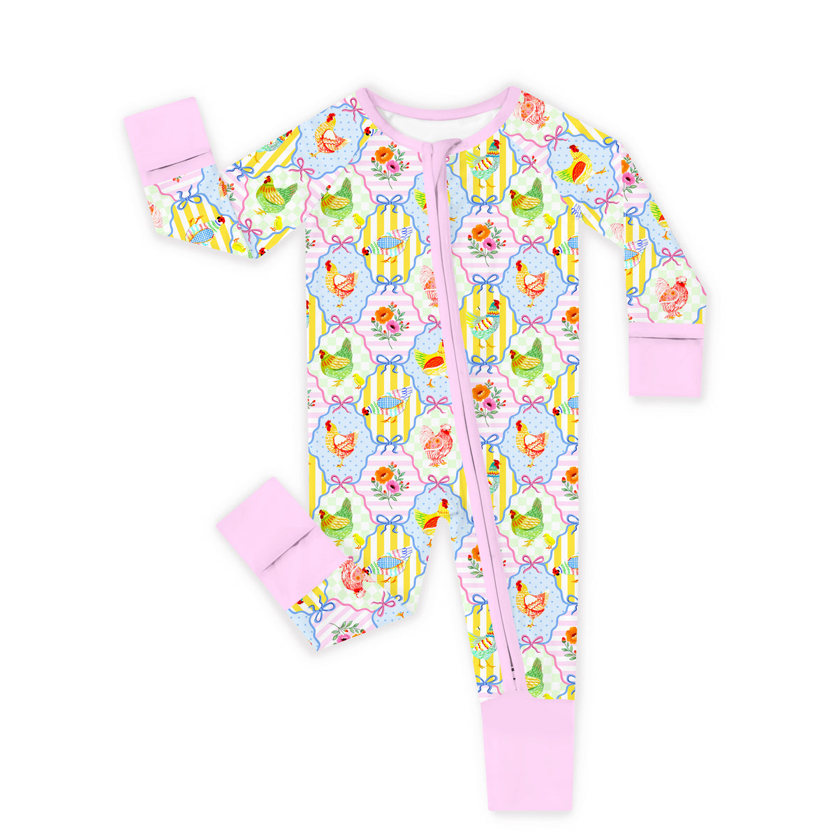 Pastel Country Coop Bamboo Zipper Pajama Romper