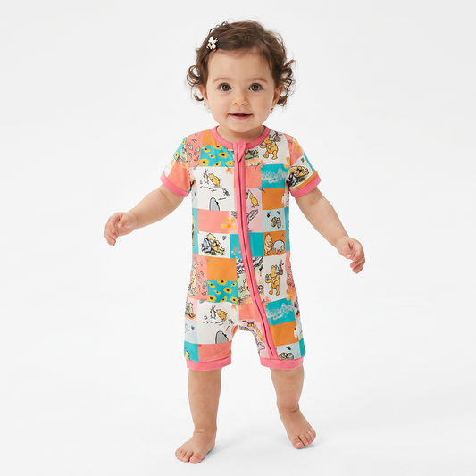 Cartoon Silly Bear Shortie Romper