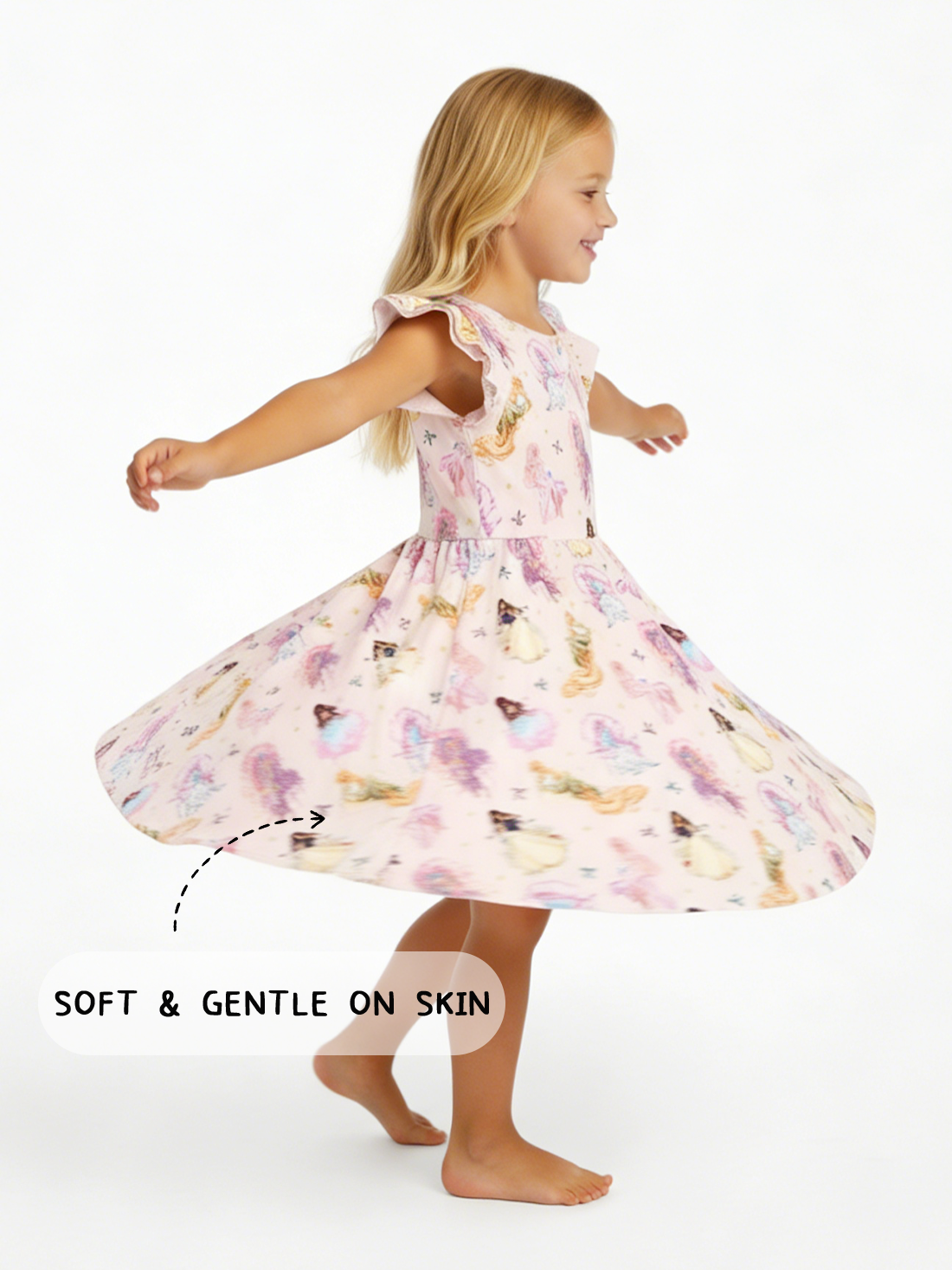 Fairytale Princess Magic Pink Kids Bamboo Short Sleeves Dress