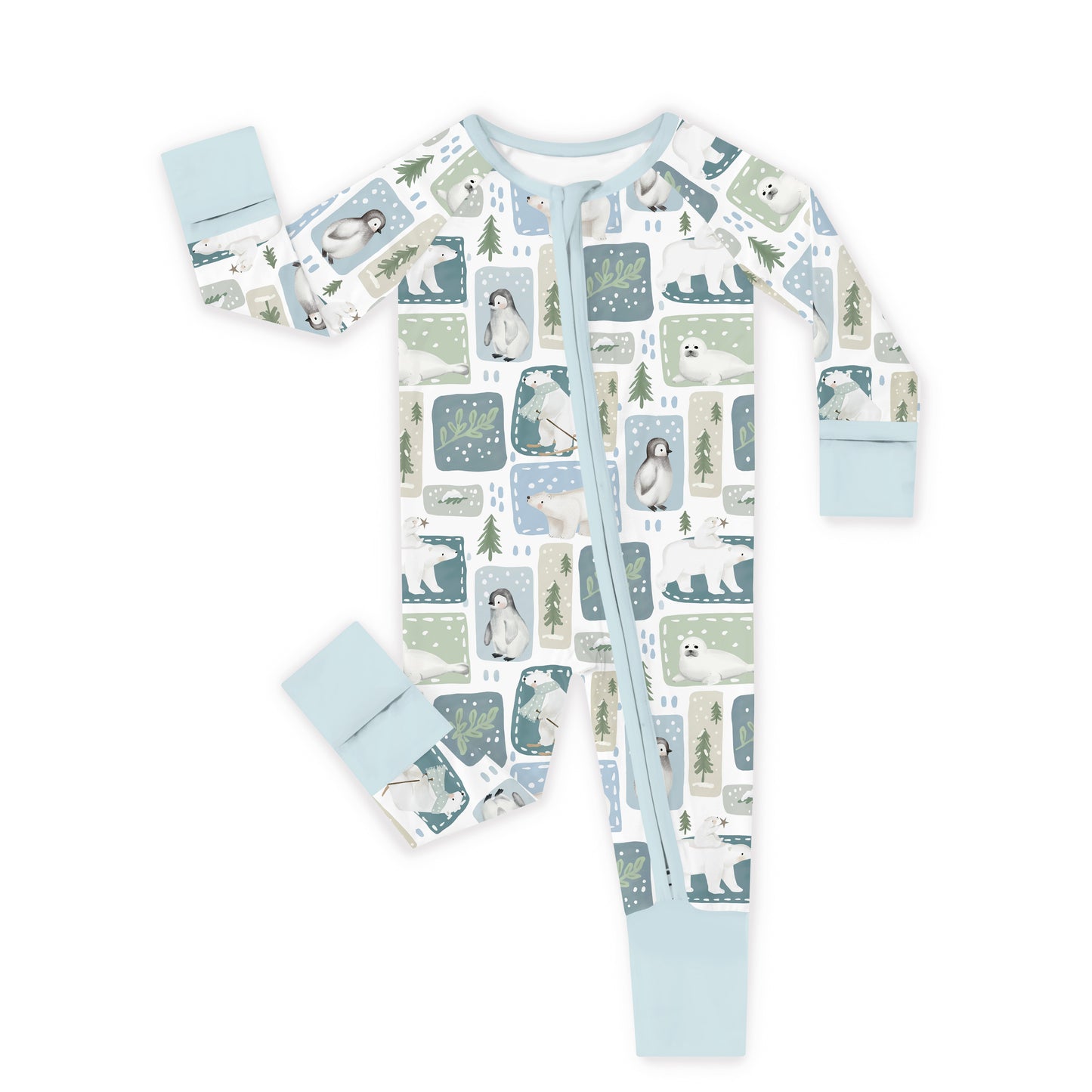Winter Wonderland Friends Baby Bamboo Zipper Pajama Romper