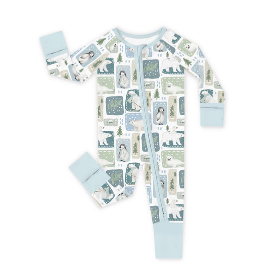 Winter Wonderland Friends Baby Bamboo Zipper Pajama Romper
