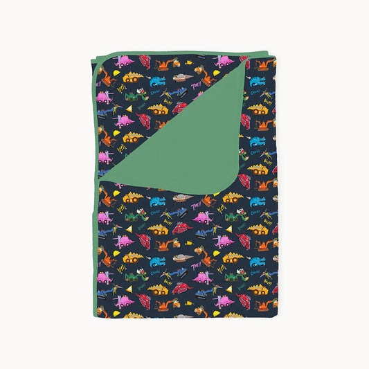 Dinosaur Digger Green Bamboo Blanket