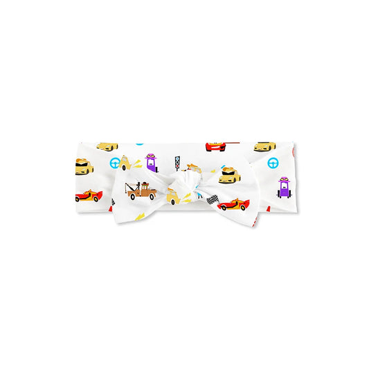 Race Car Cartoon Bamboo Headband Bow