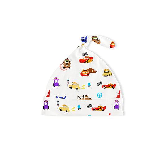 Race Car Cartoon Knotted Cap