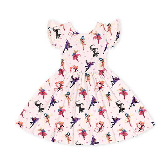 Superhero Girls Power Dreamsk Kids Bamboo Short Sleeves Dress