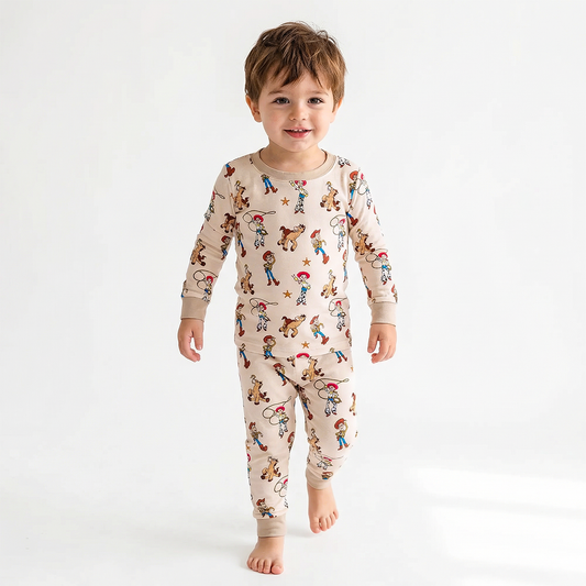 축구 인쇄 대나무 긴 소매 파자마 세트