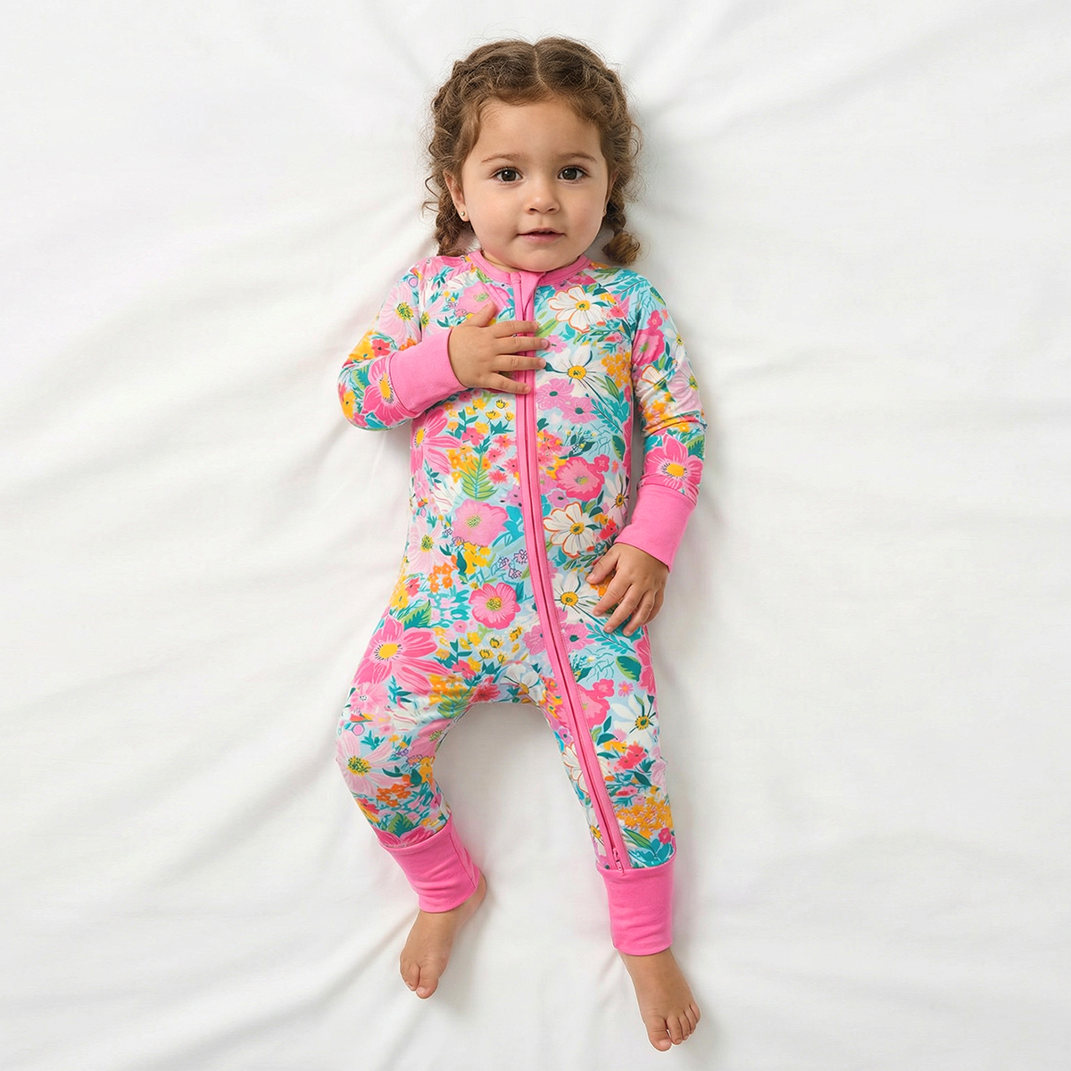 Spring Wildflower Dreams Bamboo Zipper Romper Pajamas