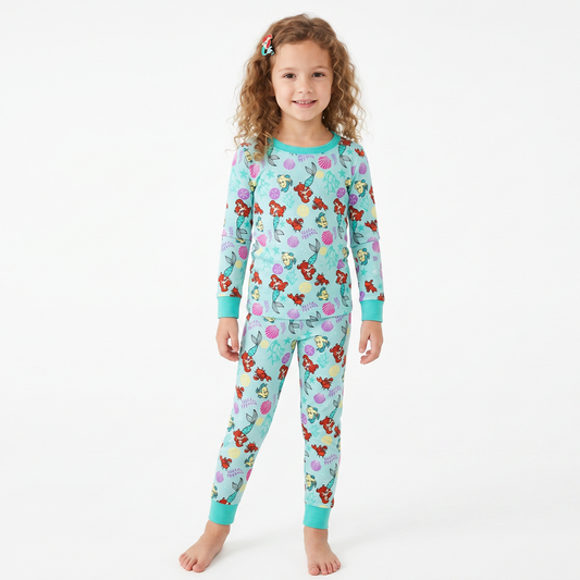 Mermaid And Flounder Bamboo Zipper Romper Pajamas