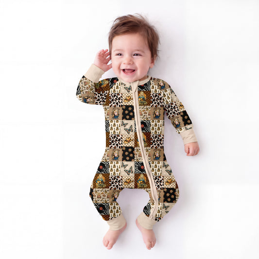 Butterfly Country Songbird Baby Bamboo Zipper Romper Pajamas