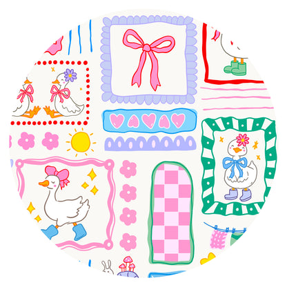 Baby Bamboo Zipper Pajama Romper Sweet Duck Patchwork Pink Bow