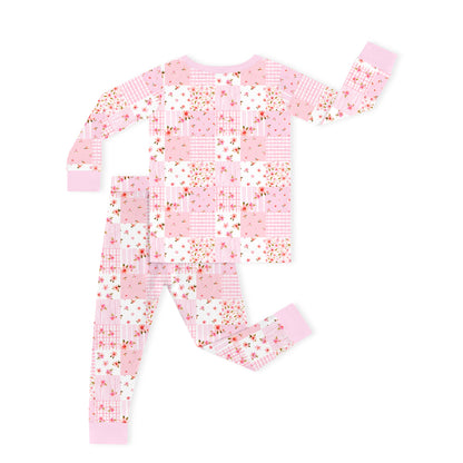 Valentine Floral Quilt Kids Bamboo Two-Piece Pajama Set