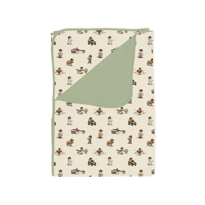 Yeehaw Critters Sage Bamboo Blanket