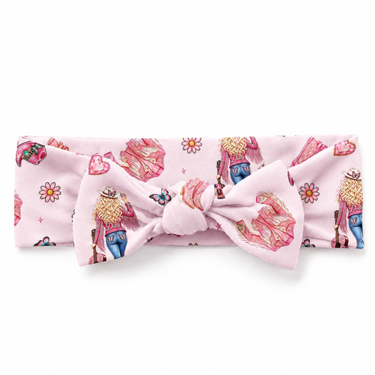 Pink Cowgirl Dreams Bamboo Headband Bow