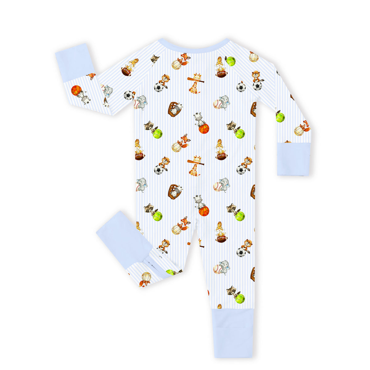 Pastel Safari Sports Bamboo Zipper Pajama Romper
